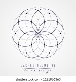 Sacred geometry vector design elements. Alchemy, religion, philosophy, spirituality, hipster symbols and elements. Gradient line on a white background.