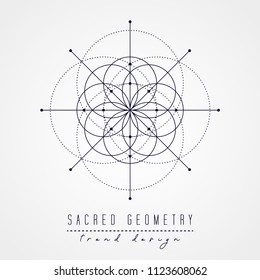 Sacred geometry vector design elements. Alchemy, religion, philosophy, spirituality, hipster symbols and elements. Black line on a white background.