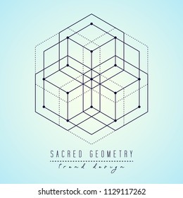 Sacred geometry vector design elements. Alchemy, religion, philosophy, spirituality, hipster symbols and elements. Black line on a white background.