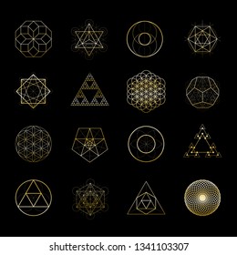 Sacred geometry vector design elements. Alchemy, religion, philosophy, spirituality hipster symbols