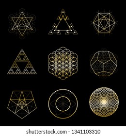 Sacred geometry vector design elements. Alchemy, religion, philosophy, spirituality hipster symbols