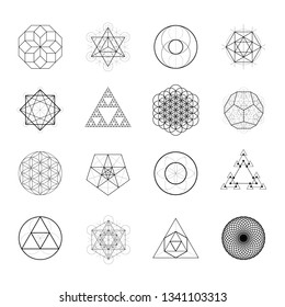 Elementos de diseño vectorial de geometría sagrada. Alquimia, religión, filosofía, espiritualidad símbolos hipster