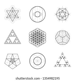 Sacred geometry vector design elements. Alchemy, religion, philosophy, spirituality, hipster symbols.