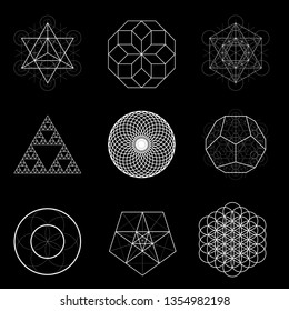 Sacred geometry vector design elements. Alchemy, religion, philosophy, spirituality, hipster symbols.