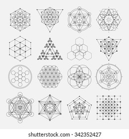 Sacred geometry vector design elements. Alchemy, religion, philosophy, spirituality, hipster symbols and elements.