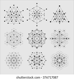 Sacred geometry vector design elements. Alchemy, religion, philosophy, spirituality, hipster symbols and elements.