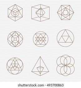 Sacred geometry. Sacred geometry vector design elements. Philosophy, spirituality, alchemy, religion, symbols and elements.