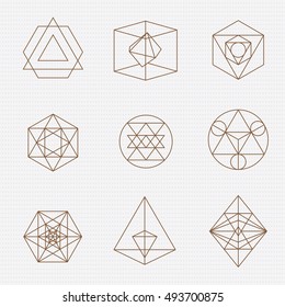 Sacred geometry. Sacred geometry vector design elements. Philosophy, spirituality, alchemy, religion, symbols and elements.