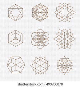 Sacred geometry. Sacred geometry vector design elements. Philosophy, spirituality, alchemy, religion, symbols and elements.