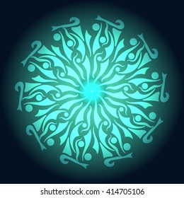 Sacred geometry. Vector glowing mandala.