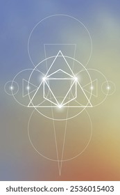 Ilustração do vetor de geometria sagrada. Elementos de energia esotéricos em design futurista relacionados com tarô, alquimia e astrologia