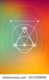 Ilustração do vetor de geometria sagrada. Elementos de energia esotéricos em design futurista relacionados com tarô, alquimia e astrologia
