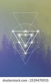 Sacred geometry vector illustration. Esoteric Energy Elements in Futuristic Design related to Tarot, Alchemy and Astrology