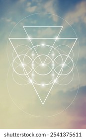 Ilustração do vetor de geometria sagrada. Elementos de energia esotéricos em design futurista relacionados com tarô, alquimia e astrologia