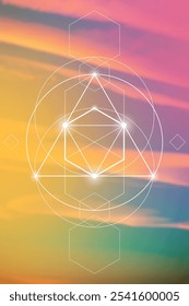 Ilustración vectorial de geometría sagrada. Elementos de Energía Esotérica en Diseño Futurista relacionados con Tarot, Alquimia y Astrología