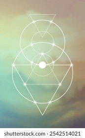 Ilustração do vetor de geometria sagrada. Elementos de energia esotéricos em design futurista relacionados com tarô, alquimia e astrologia