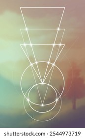 Ilustração do vetor de geometria sagrada. Elementos de energia esotéricos em design futurista relacionados com tarô, alquimia e astrologia