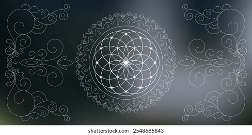 Ilustração do vetor de geometria sagrada. Elementos de energia esotéricos em design futurista relacionados com tarô, alquimia e astrologia