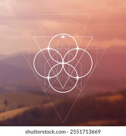 Sacred geometry vector illustration. Esoteric Energy Elements in Futuristic Design related to Tarot, Alchemy and Astrology