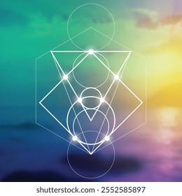 Sacred geometry vector illustration. Esoteric Energy Elements in Futuristic Design related to Tarot, Alchemy and Astrology