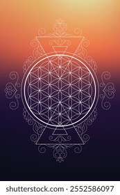 Sacred geometry vector illustration. Esoteric Energy Elements in Futuristic Design related to Tarot, Alchemy and Astrology