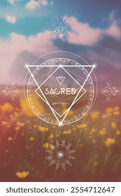 Sacred geometry vector illustration. Esoteric Energy Elements in Futuristic Design related to Tarot, Alchemy and Astrology