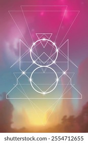 Sacred geometry vector illustration. Esoteric Energy Elements in Futuristic Design related to Tarot, Alchemy and Astrology