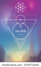 Sacred geometry vector illustration. Esoteric Energy Elements in Futuristic Design related to Tarot, Alchemy and Astrology