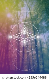 Sacred geometry vector illustration. Esoteric Energy Elements in Futuristic Design related to Tarot, Alchemy and Astrology