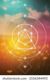 Sacred geometry vector illustration. Esoteric Energy Elements in Futuristic Design related to Tarot, Alchemy and Astrology