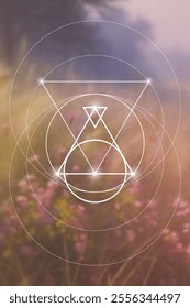 Sacred geometry vector illustration. Esoteric Energy Elements in Futuristic Design related to Tarot, Alchemy and Astrology