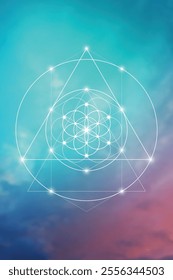 Sacred geometry vector illustration. Esoteric Energy Elements in Futuristic Design related to Tarot, Alchemy and Astrology