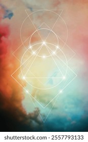 Sacred geometry vector illustration. Esoteric Energy Elements in Futuristic Design related to Tarot, Alchemy and Astrology. Golden ratio and Fibonacci row inspired design.