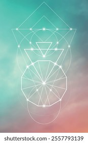 Sacred geometry vector illustration. Esoteric Energy Elements in Futuristic Design related to Tarot, Alchemy and Astrology. Golden ratio and Fibonacci row inspired design.