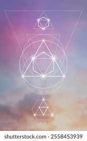 Sacred geometry vector illustration. Esoteric Energy Elements in Futuristic Design related to Tarot, Alchemy and Astrology