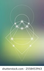 Sacred geometry vector illustration. Esoteric Energy Elements in Futuristic Design related to Tarot, Alchemy and Astrology. Golden ratio and Fibonacci row inspired design.