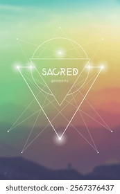 Sacred geometry vector illustration. Esoteric Energy Elements in Futuristic Design related to Tarot, Alchemy and Astrology. Golden ratio and Fibonacci row inspired design.