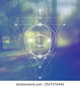 Sacred geometry vector illustration. Esoteric Energy Elements in Futuristic Design related to Tarot, Alchemy and Astrology. Golden ratio and Fibonacci row inspired design.