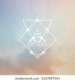 Sacred geometry vector illustration. Esoteric Energy Elements in Futuristic Design related to Tarot, Alchemy and Astrology. Golden ratio and Fibonacci row inspired design.