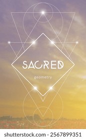 Sacred geometry vector illustration. Esoteric Energy Elements in Futuristic Design related to Tarot, Alchemy and Astrology. Golden ratio and Fibonacci row inspired design.