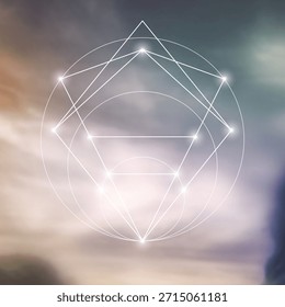Ilustração do vetor de geometria sagrada. Elementos de Energia Esotéricos em Design Futurista relacionados a Tarô, Alquimia e Astrologia. Rácio de ouro e fibonacci linha inspirou design.