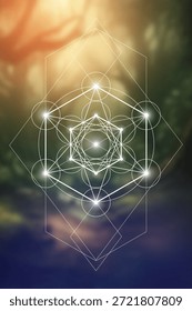 Ilustración vectorial de geometría sagrada. Elementos de Energía Esotérica en Diseño Futurista relacionados con el Tarot, la Alquimia y la Astrología. Relación dorada y diseño inspirado en Fibonacci row.