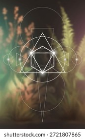 Ilustración vectorial de geometría sagrada. Elementos de Energía Esotérica en Diseño Futurista relacionados con el Tarot, la Alquimia y la Astrología. Relación dorada y diseño inspirado en Fibonacci row.