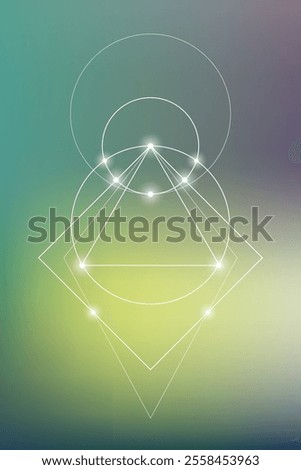 Sacred geometry vector illustration. Esoteric Energy Elements in Futuristic Design related to Tarot, Alchemy and Astrology. Golden ratio and Fibonacci row inspired design.