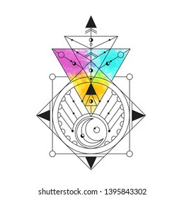 sacred geometry vector illustration. Good for logo, design of yoga mat and clothes. Boho style.