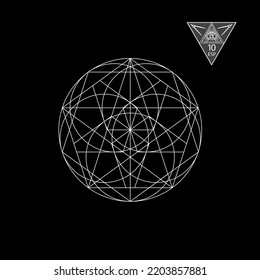 Sacred geometry. Vector Illustration isolated on white. Sacred geometry. White lines on a black background