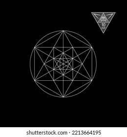 Sacred geometry. Vector Illustration isolated on white. Sacred geometry. White lines on a black background