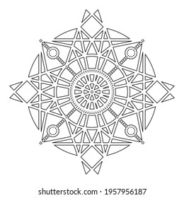 Sacred geometry. Vector outline for coloring book with geometric mandala. Geometric shapes