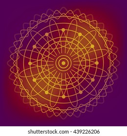 Sacred geometry vector round golden symbol. Design for logo, game, cover, card.