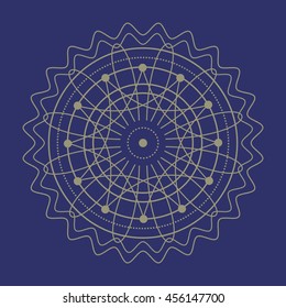 Sacred geometry vector round symbol. Design for logo, game, cover, card.